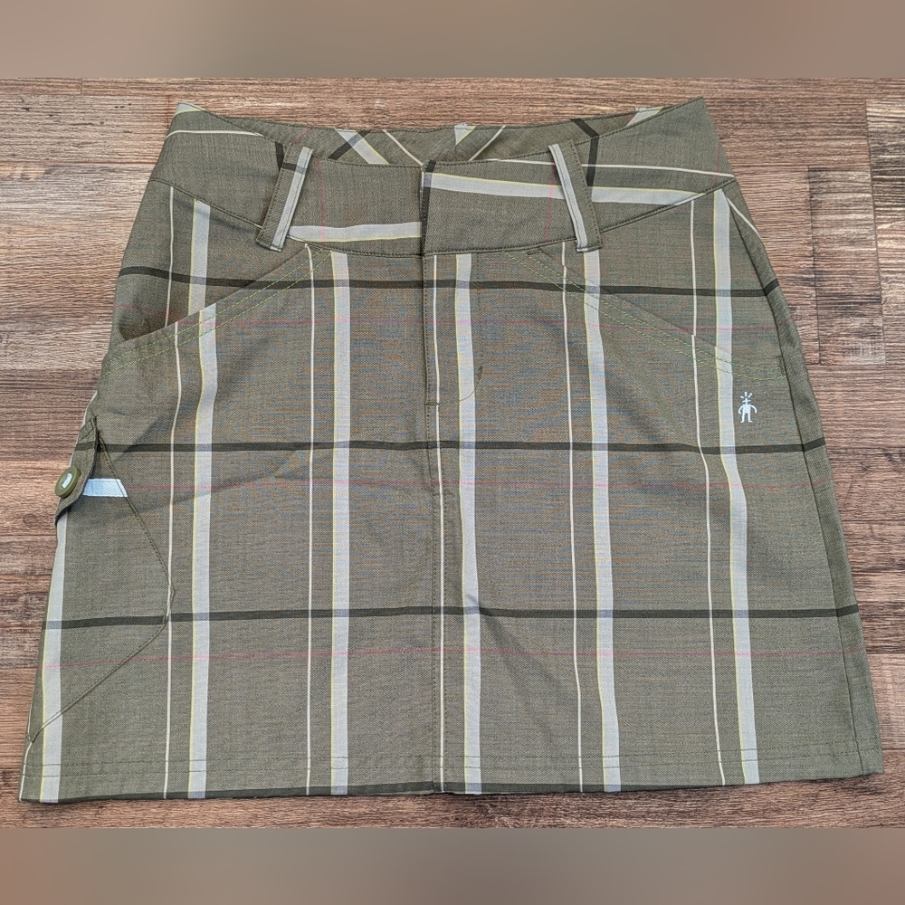 Smartwool Loden Plaid Merino Wool Skirt Golf Outdoors Hiking Sz 2
